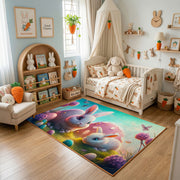 Fantasy Bunny Mushroom Area Rug — decorative room view