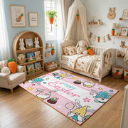 Happy Easter Gnome Character Rug — front-facing room view