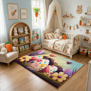 Sleeping Bunny Floral Area Rug — close-up texture view