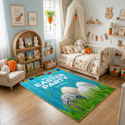 Easter Party Bunny Egg Rug — close-up texture view