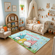 Happy Easter Boy Gnome Rug — close-up texture view