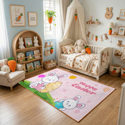 Happy Easter Bunny Face Rug — cozy interior view