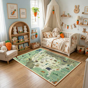 Illustrated USA Map Area Rug — color detail view