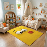 Silly Yellow Face Area Rug — cozy interior view