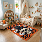 Halloween Skull and Ghost Rug — front-facing room view
