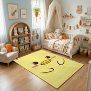 Yellow Winking Face Area Rug — decorative room view