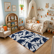 Navy Shark Silhouette Rug — playroom styling view