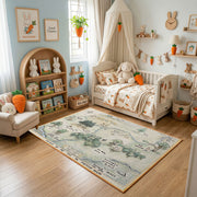 Pastel Illustrated USA Map Rug — bedroom floor view