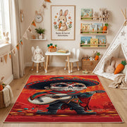 Samurai Cat Warrior Area Rug — front-facing room view