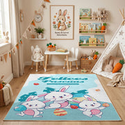 Happy Easter Bunny Family Area Rug — close-up texture view
