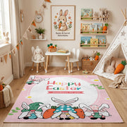 Happy Easter Gnome Family Rug — decorative room view