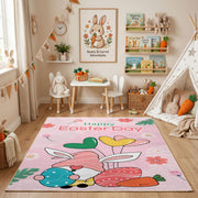 Happy Easter Gnome Heart Rug — cozy interior view