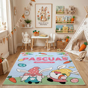Happy Easter Gnome Egg Rug — color detail view