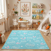 Pastel Easter Egg Outline Rug — cozy interior view