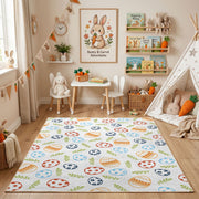 Colorful Easter Egg Pattern Rug — close-up texture view