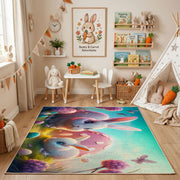 Fantasy Bunny Mushroom Area Rug — color detail view