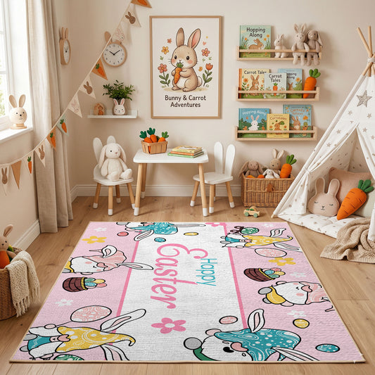 Happy Easter Gnome Character Rug — full rug design