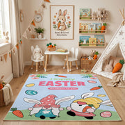 Happy Easter Gnome Rug — angled floor view