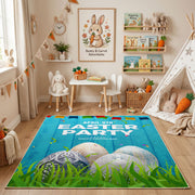 Easter Party Bunny Egg Rug — decorative room view