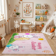 Happy Easter Bunny Face Rug — color detail view