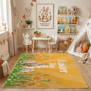 Golden Happy Easter Floral Rug — full rug design