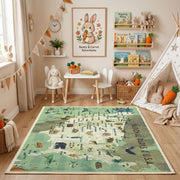 Illustrated USA Map Area Rug — angled floor view
