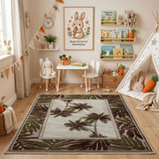 Tropical Palm Landscape Rug — close-up texture view