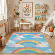 Pastel Rainbow Cloud Rug — close-up texture view