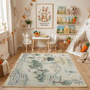 Pastel Illustrated USA Map Rug — styled nursery room view