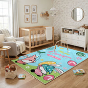 Happy Easter Bunny Couple Area Rug — color detail view