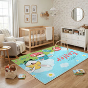 Happy Easter Bunny Gnome Area Rug — front-facing room view
