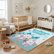 Happy Easter Bunny Family Area Rug — cozy interior view