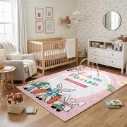 Happy Easter Gnome Bunny Rug — front-facing room view