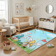 Bunny Couple Garden Area Rug — cozy interior view