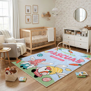 Happy Easter Gnome Egg Rug — styled nursery room view