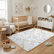 Pastel Easter Egg Pattern Rug — front-facing room view