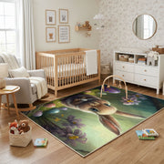 Woodland Bunny Portrait Rug — close-up texture view