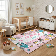 Happy Easter Gnome Character Rug — angled floor view