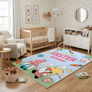 Happy Easter Gnome Rug — cozy interior view