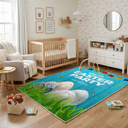 Easter Party Bunny Egg Rug — bedroom floor view