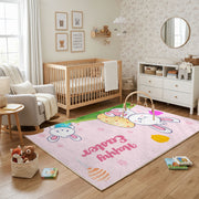 Happy Easter Bunny Face Rug — bedroom floor view