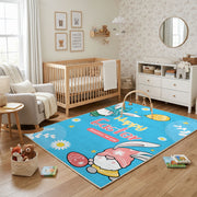 Happy Easter Gnome Daisy Rug — cozy interior view