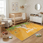 Golden Happy Easter Floral Rug — bedroom floor view