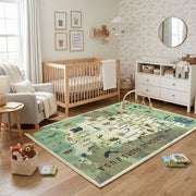 Illustrated USA Map Area Rug — close-up texture view