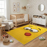Silly Yellow Face Area Rug — close-up texture view