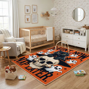 Halloween Skull and Ghost Rug — angled floor view