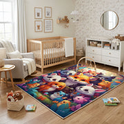 Colorful Baby Animal Friends Rug — cozy interior view