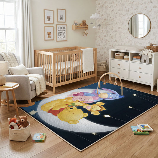 Sleeping Honey Bear Moon Rug — full rug design