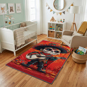 Samurai Cat Warrior Area Rug — playroom styling view