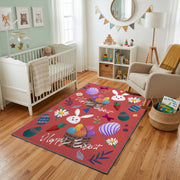 Happy Easter Bunny Area Rug — cozy interior view